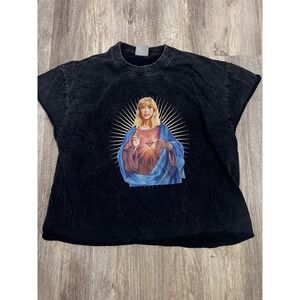 Taylor Swift "Saint Taylor" Graphic T-Shirt Charcoal Gray Acid Wash Size M/L